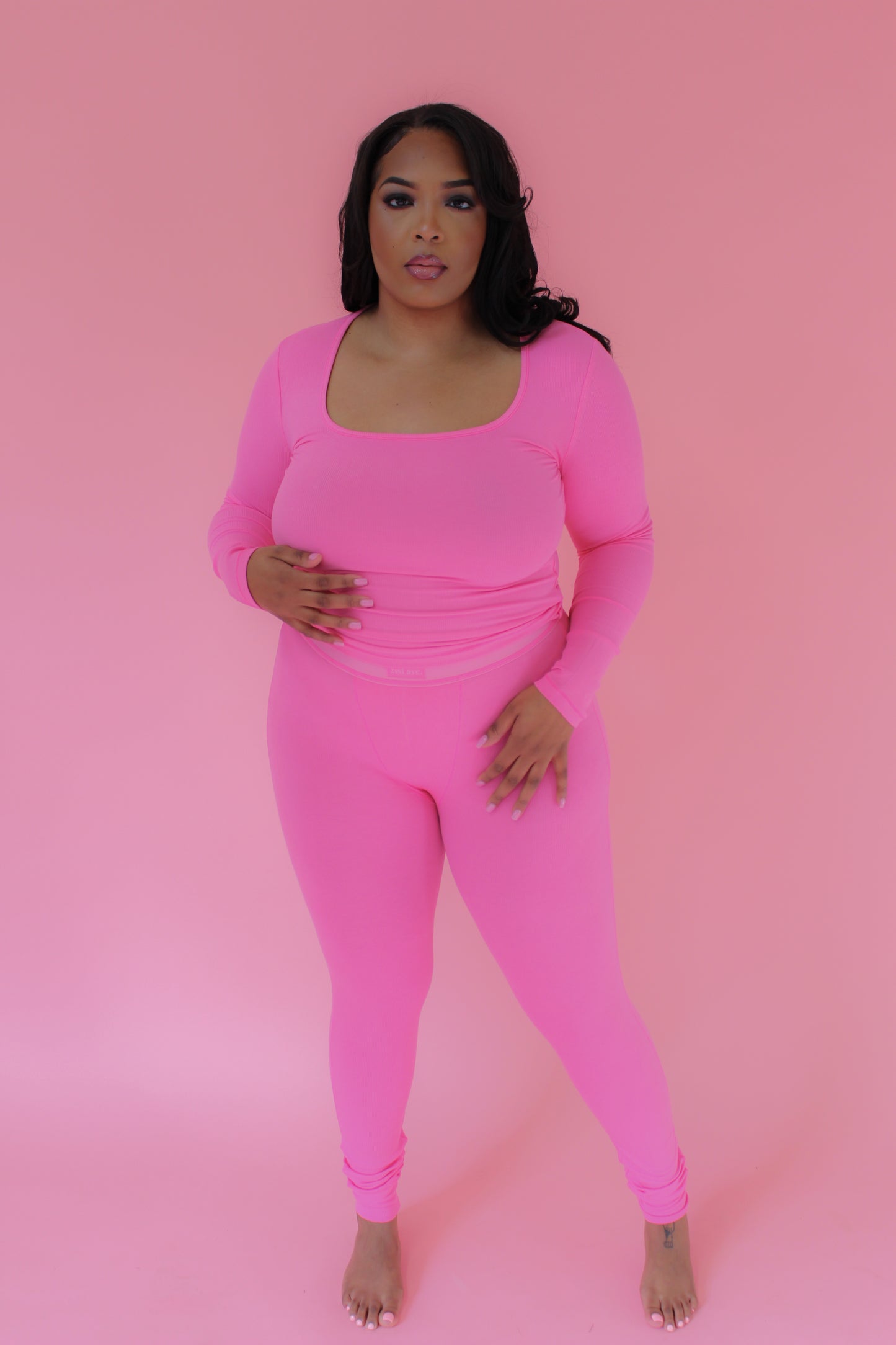Soft Ribbed Square Neck Lounge Set