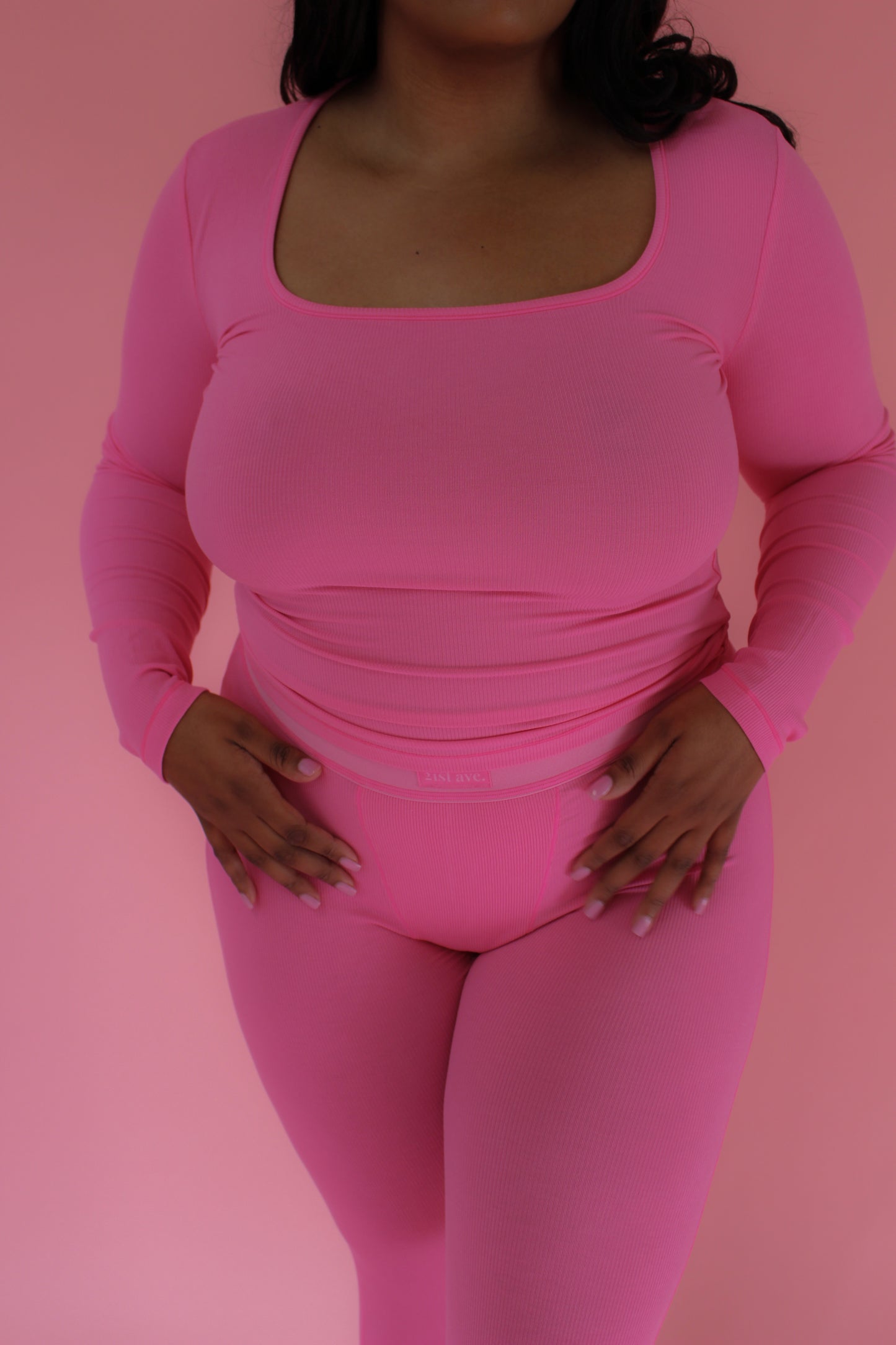 Soft Ribbed Square Neck Lounge Set
