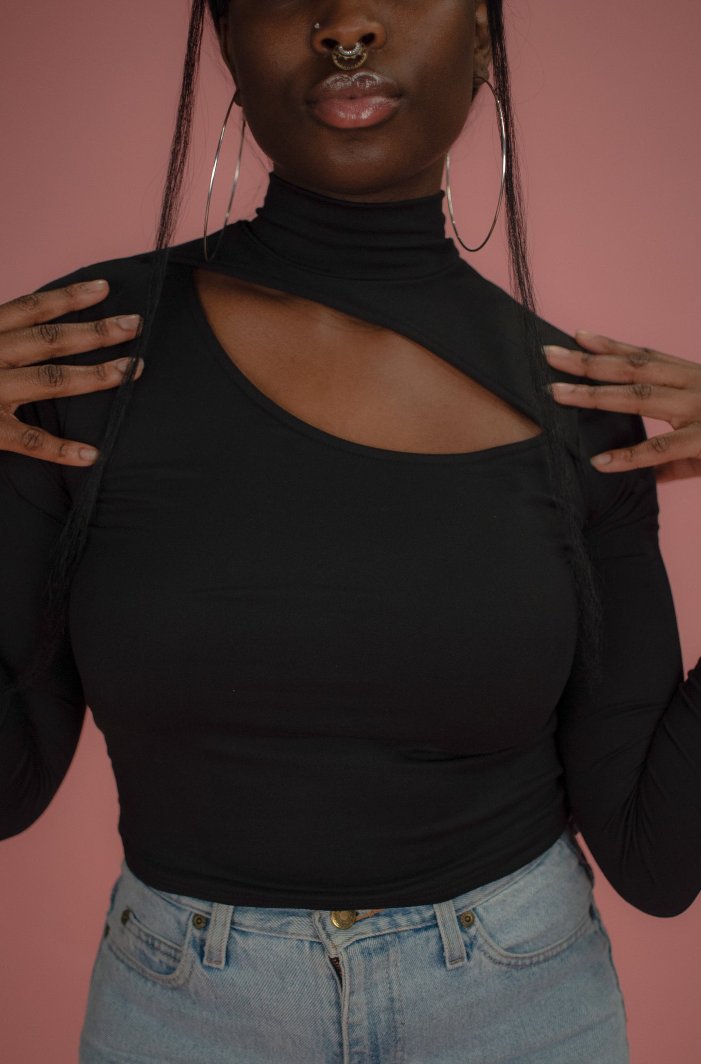 PEEK-A-BOO LONG SLEEVE CROP TOP