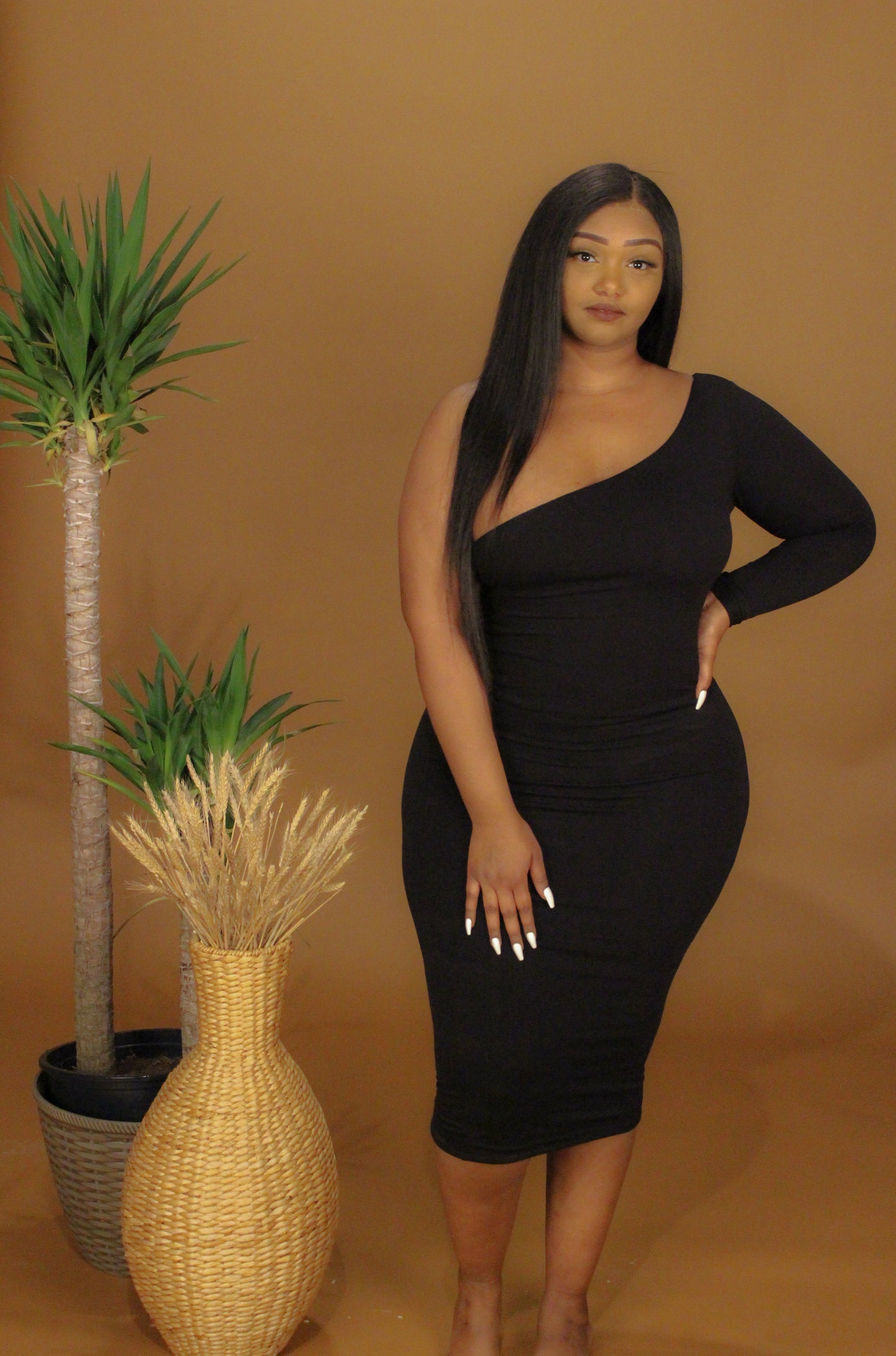 Aaliyah Midi One Sleeve Dress